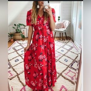 Red Floral Maxi Dress